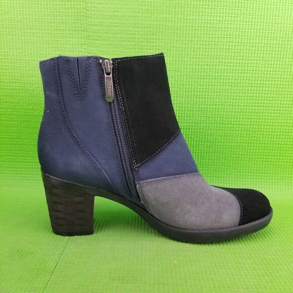 ✅Earth MALTA Black Multi Suede Ankle Booties Heel Side-Zip Womens 9.5B Shoe - Picture 10 of 11